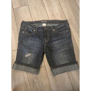 Decree Womens Blue Denim Distressed Cuffed Shorts Size 9